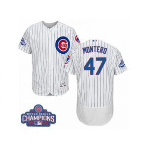 Men's Majestic Chicago Cubs #47 Miguel Montero White 2016 World Series Champions Flexbase Authentic Collection MLB Jersey