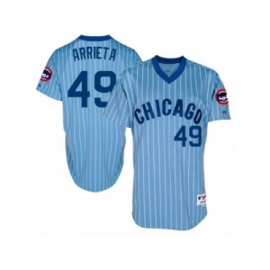 Men's Majestic Chicago Cubs #49 Jake Arrieta Replica Blue Cooperstown Throwback MLB Jersey