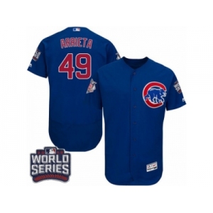 Men's Majestic Chicago Cubs #49 Jake Arrieta Royal Blue 2016 World Series Bound Flexbase Authentic Collection MLB Jersey