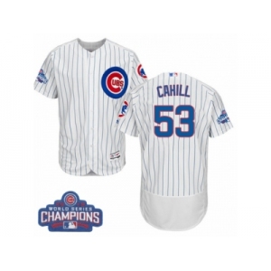 Men's Majestic Chicago Cubs #53 Trevor Cahill White 2016 World Series Champions Flexbase Authentic Collection MLB Jersey