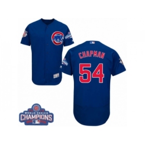 Men's Majestic Chicago Cubs #54 Aroldis Chapman Royal Blue Alternate 2016 World Series Champions Flexbase Authentic Collection MLB Jersey