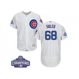 Men's Majestic Chicago Cubs #68 Jorge Soler White 2016 World Series Champions Flexbase Authentic Collection MLB Jersey