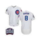 Men's Majestic Chicago Cubs #8 Andre Dawson White 2016 World Series Bound Flexbase Authentic Collection MLB Jersey