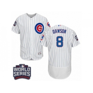 Men's Majestic Chicago Cubs #8 Andre Dawson White 2016 World Series Bound Flexbase Authentic Collection MLB Jersey
