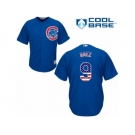 Men's Majestic Chicago Cubs #9 Javier Baez Authentic Royal Blue USA Flag Fasion MLB Jersey