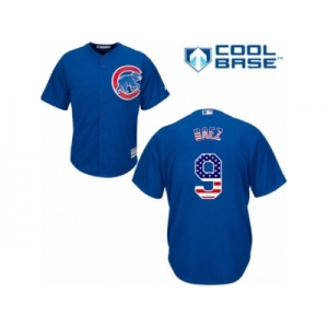 Men's Majestic Chicago Cubs #9 Javier Baez Authentic Royal Blue USA Flag Fasion MLB Jersey