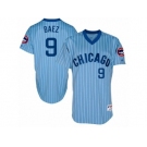 Men's Majestic Chicago Cubs #9 Javier Baez Replica Blue Cooperstown Throwback MLB Jersey