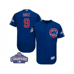 Men's Majestic Chicago Cubs #9 Javier Baez Royal Blue 2016 World Series Champions Flexbase Authentic Collection MLB Jersey