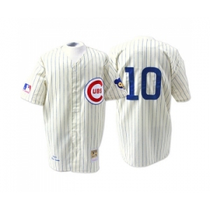 Men's Mitchell and Ness Chicago Cubs #10 Ron Santo Authentic Cream 1969 Throwback MLB Jersey