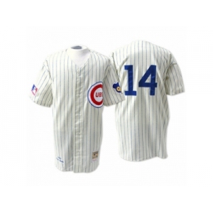 Men's Mitchell and Ness Chicago Cubs #14 Ernie Banks Authentic Cream 1969 Throwback MLB Jersey