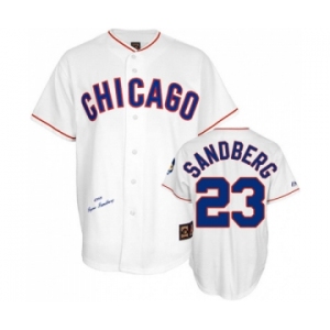 Men's Mitchell and Ness Chicago Cubs #23 Ryne Sandberg Replica White 1988 Throwback MLB Jersey