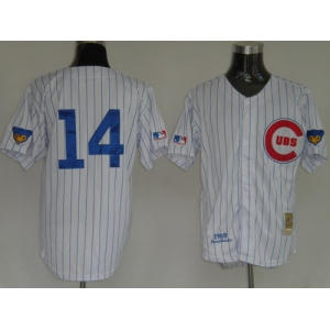 mlb chicago cubs #14 banks m&n white(blue strip) 1969