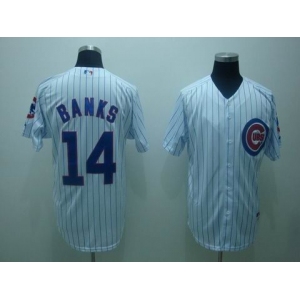 mlb chicago cubs #14 banks white(blue strip)
