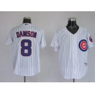 mlb chicago cubs dawson #8 m&n white(blue strip)