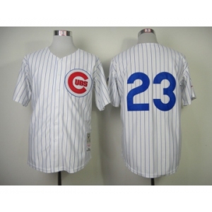 mlb jerseys chicago cubs #23 sandberg white[1984 m&n](blue strip)