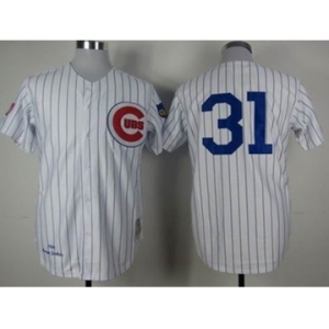 mlb jerseys chicago cubs #31 maddux white(blue strip)[1969 m&n]