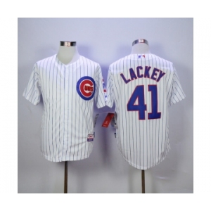 mlb jerseys chicago cubs #41 john lackey white(blue strip)[lackey]