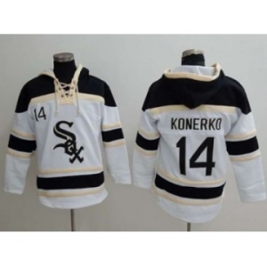 Chicago White Sox #14 Paul Konerko White Sawyer Hooded Sweatshirt Baseball Hoodie