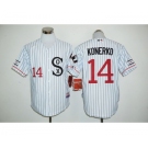 Chicago White Sox #14 Paul Konerko White(Black Strip) Cooperstown Stitched Baseball Jersey