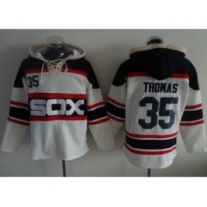 Chicago White Sox #35 Frank Thomas White Sawyer Hooded Sweatshirt Alternate Home MLB Hoodie