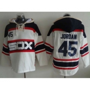 Chicago White Sox #45 Michael Jordan White Sawyer Hooded Sweatshirt Alternate Home MLB Hoodie