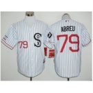 Chicago White Sox #79 Jose Abreu White(Black Strip) Cooperstown Stitched Baseball Jersey