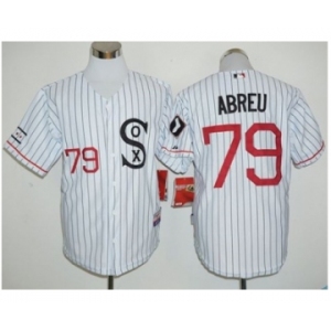 Chicago White Sox #79 Jose Abreu White(Black Strip) Cooperstown Stitched Baseball Jersey