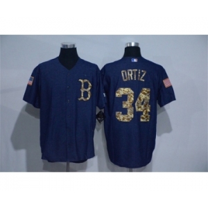 Men Boston Red Sox #34 David Ortiz Blue Camo New Cool Base Jerseys