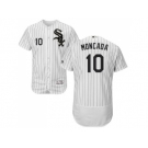 Men Chicago White Sox #10 Yoan Moncada White(Black Strip) Flexbase Authentic Collection Stitched MLB Jersey