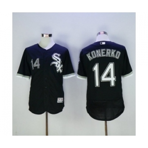 Men Chicago White Sox #14 Paul Konerko Majestic Black Flexbase Authentic Collection Player Jersey