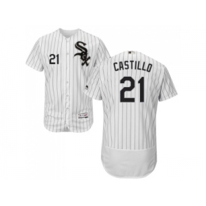 Men Chicago White Sox #21 Welington Castillo White(Black Strip) Flexbase Authentic Collection Stitched MLB Jersey