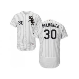 Men Chicago White Sox #30 Nicky Delmonico White(Black Strip) Flexbase Authentic Collection Stitched MLB Jerseys