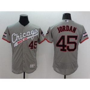 Men Chicago White Sox #45 Jordan Majestic Gray White Flexbase Authentic Collection Player Jersey