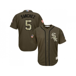 Men Chicago White Sox #5 Yolmer Sanchez Green Salute to Service Stitched MLB Jerseys