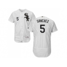 Men Chicago White Sox #5 Yolmer Sanchez White(Black Strip) Flexbase Authentic Collection Stitched MLB Jerseys