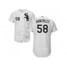 Men Chicago White Sox #58 Miguel Gonzalez White(Black Strip) Flexbase Authentic Collection Stitched MLB Jerseys