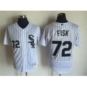 Men Chicago White Sox #72 Carlton Fisk Majestic White Flexbase Authentic Collection Player Jersey