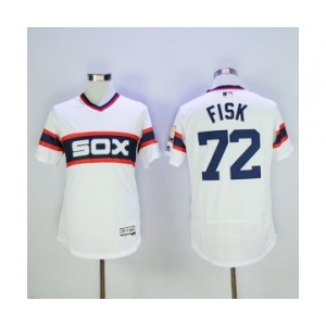 Men Chicago White Sox #72 Carlton Fisk Majestic white Flexbase Authentic Cooperstown Player Jersey