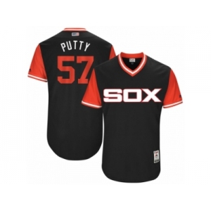 Men's 2017 Little League World Series White Sox #57 Zach Putnam Putty Black Jersey