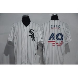 Men's Majestic Chicago White Sox #49 Chris Sale White USA Flag Fashion MLB Jersey