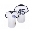 Men's Mitchell and Ness Chicago White Sox #45 Michael Jordan Replica White Throwback MLB Jersey