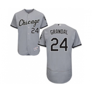 Men's White Sox #24 Yasmani Grandal Grey Flexbase Authentic Collection Stitched Baseball Jersey