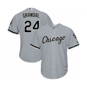 Men's White Sox #24 Yasmani Grandal Grey New Cool Base Stitched Baseball Jersey