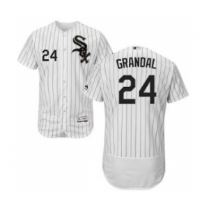 Men's White Sox #24 Yasmani Grandal White(Black Strip) Flexbase Authentic Collection Stitched Baseball Jersey