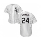 Men's White Sox #24 Yasmani Grandal White(Black Strip) New Cool Base Stitched Baseball Jersey