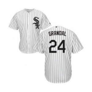 Men's White Sox #24 Yasmani Grandal White(Black Strip) New Cool Base Stitched Baseball Jersey