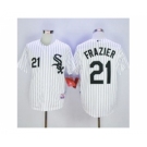 mlb jerseys chicago white sox #21 frazier white[black stripe]