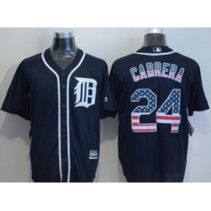 Detroit Tigers #24 Miguel Cabrera Navy Blue USA Flag Fashion Stitched Baseball Jerseys