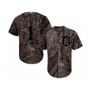 Men Detroit Tigers #1 Jose Iglesias Camo Realtree Collection Cool Base Stitched MLB Jersey