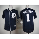 Men Detroit Tigers #1 Jose Iglesias Navy Blue 2016 Official Cool Base Jersey